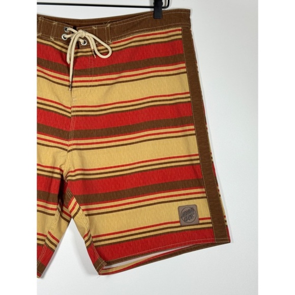 Santa Cruz Board Shorts Mens 36 Brown Red Tan Stripe Surf Swim Trunks Skate‎ - Picture 3 of 16